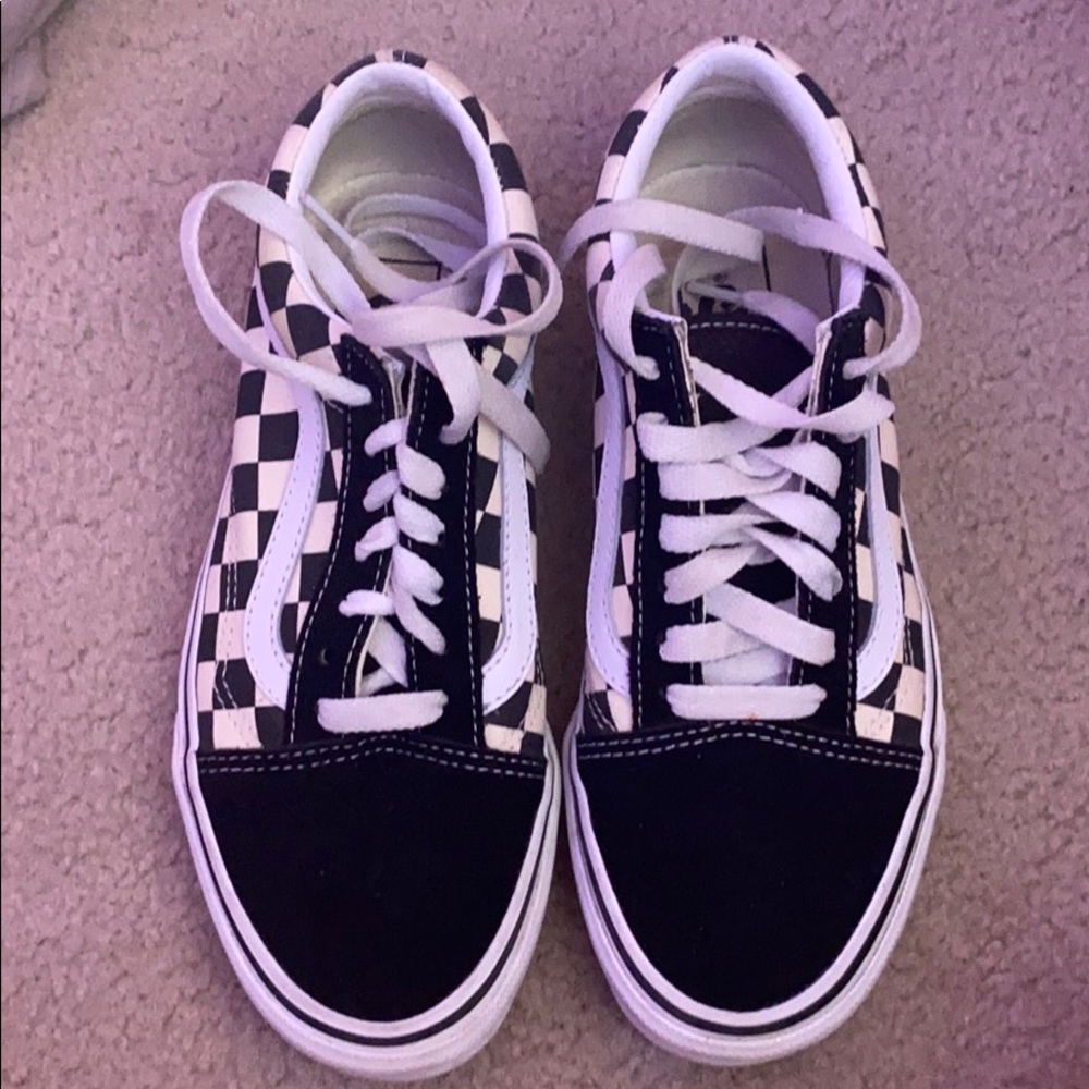 Black and white checkered old skool vans